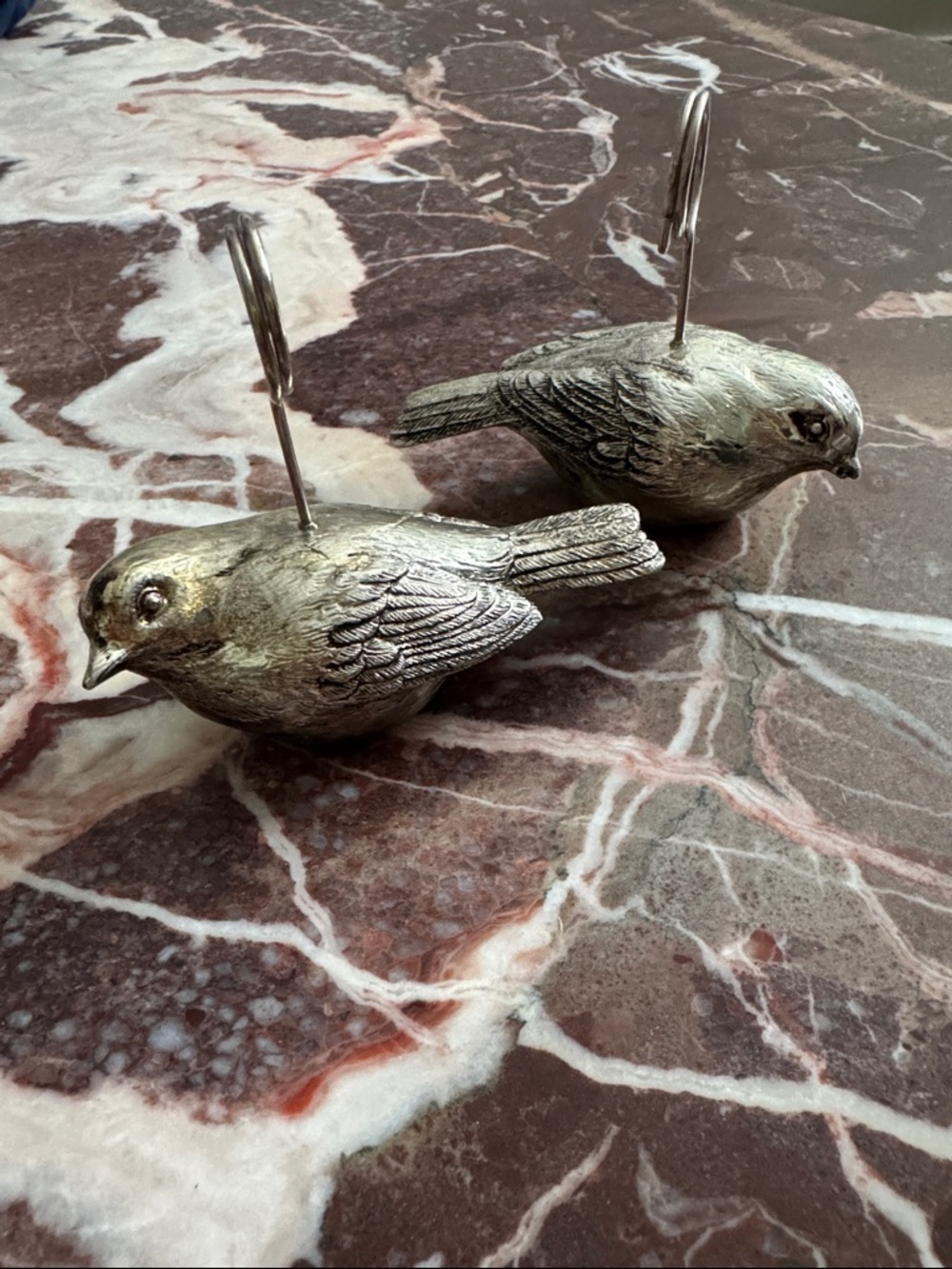 Decorative Bird Card Holders - Silver Finish